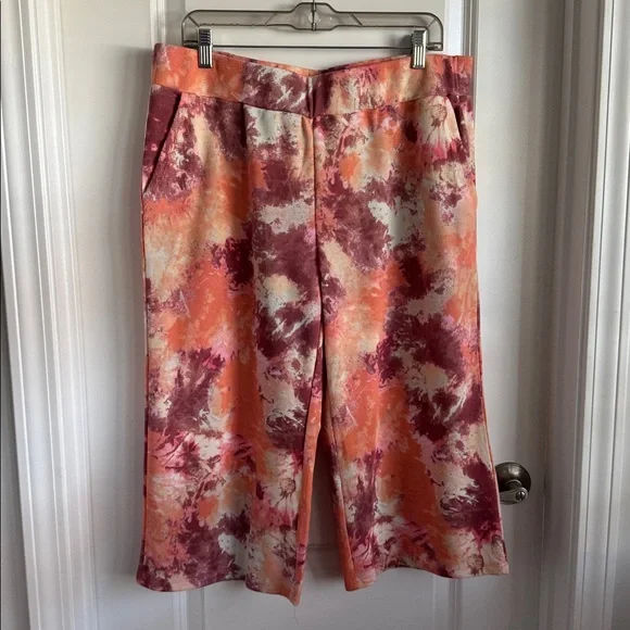 LOGO matching set of crop pant and front zip hoodie. Tie dye waffle knit. NWOT. - Picture 12 of 16